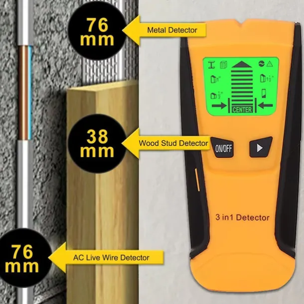 3 in 1 Multifunctional Wall Scanner Metal Wood Live Wire Detector Stud Finder Electric Box Electronic Measuring Instruments