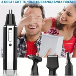 4 In 1 Rechargeable Men Electric Nose Ear Hair Trimmer Painless Women Trimming Side Burns Eyebrows Beard Hair Clipper Cut Shaver