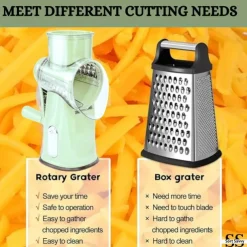 5 in 1 Rotary Cheese Grater with Handle, Rotary Grater, Vegetable Slicer, Carrot Grater, Nut Grinder and Chocolate Shaver