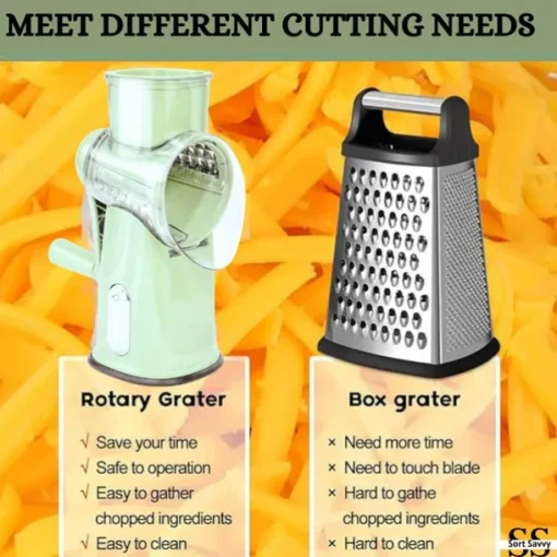 5 in 1 Rotary Cheese Grater with Handle, Rotary Grater, Vegetable Slicer, Carrot Grater, Nut Grinder and Chocolate Shaver