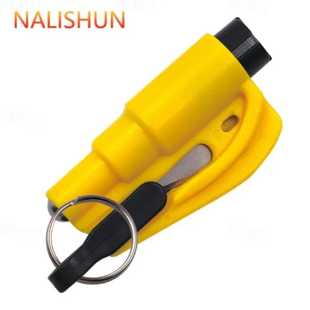 2 In 1 Safety Belt Cutter Emergency Key Chain Car Escape Tool Metal Safety Hammer Mini Fire Hammer Life-saving Hammer Car Emergency Escape Device Window Breaker