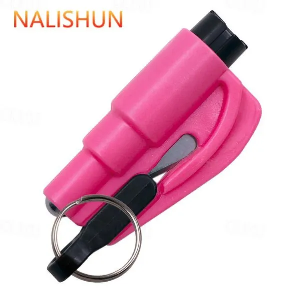 2 In 1 Safety Belt Cutter Emergency Key Chain Car Escape Tool Metal Safety Hammer Mini Fire Hammer Life-saving Hammer Car Emergency Escape Device Window Breaker