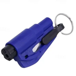 2 In 1 Safety Belt Cutter Emergency Key Chain Car Escape Tool Metal Safety Hammer Mini Fire Hammer Life-saving Hammer Car Emergency Escape Device Window Breaker