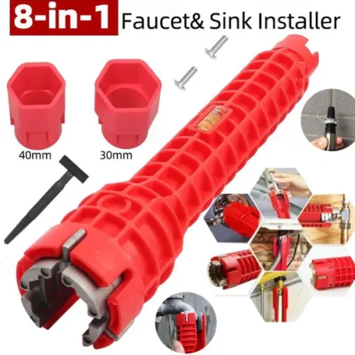 8 in 1 Sink Wrench Multi-Munction Water Pipe Faucet Wrench Repair Tool, Non-slip Kitchen Bathroom Faucet And Sink Installer, Wrench Tool For Repairing Plumbing