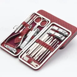 19 in 1 Stainless Steel Manicure Set For Foot Fitting Set Professional Pedicure Kit Nail Scissors Grooming Kit with Leather Travel Case for Women and Men