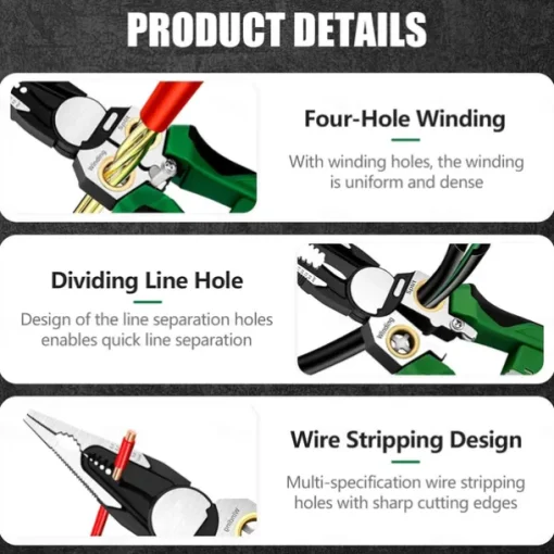 8 in 1 Wire Stripper with Voltage Tester, 2025 New Multi-Function Electric Wire Stripping Tool for Cutting and Pulling Pliers, Electric Pliers, Electrician Repair Tool