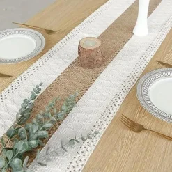 70 In Long Boho Table Runner For Home Decor Farmhouse Rustic Table Runner Cream & Brown Macrame Table Runner With Tassels For Boho Dining Bedroom for Restaurant