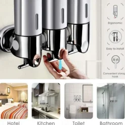 3 in1 Wall Mounted Shower Dispenser Bathroom Shower Pump Dispenser for Shower Gel Shampoo Soap（3*500ml）