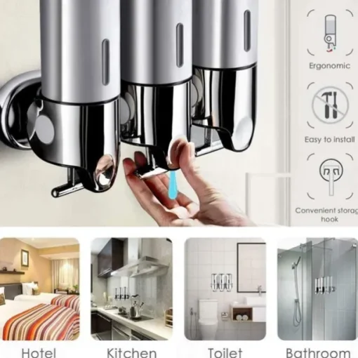 3 in1 Wall Mounted Shower Dispenser Bathroom Shower Pump Dispenser for Shower Gel Shampoo Soap（3*500ml）
