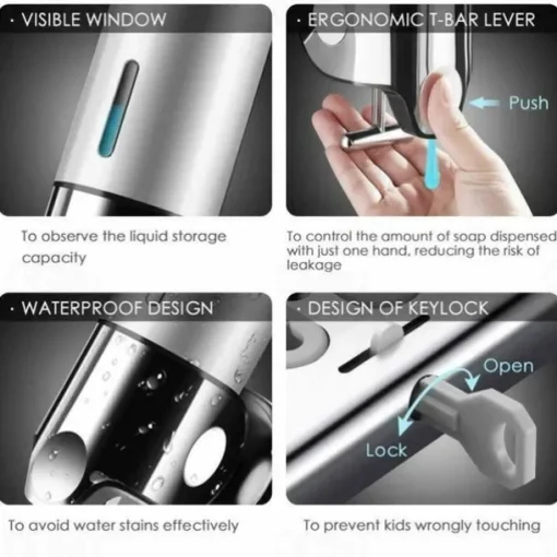 3 in1 Wall Mounted Shower Dispenser Bathroom Shower Pump Dispenser for Shower Gel Shampoo Soap（3*500ml）