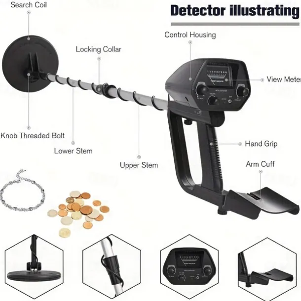 12 Inch High-Sensitivity Coil Golden Digger Deep Search Metal Detector - Adjustable Sensitivity, Advanced LCD Display, Accurate Treasure Hunter for Beginners And Professionals - Suitable for Finding L