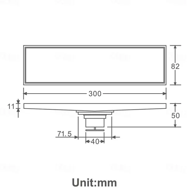 12 Inch Rectangular Linear Shower Drain Bath Floor with Brick Pattern Grate, Brushed Brass Bathroom Floor Drain, Shower Floor Drain Includes Hair Strainer