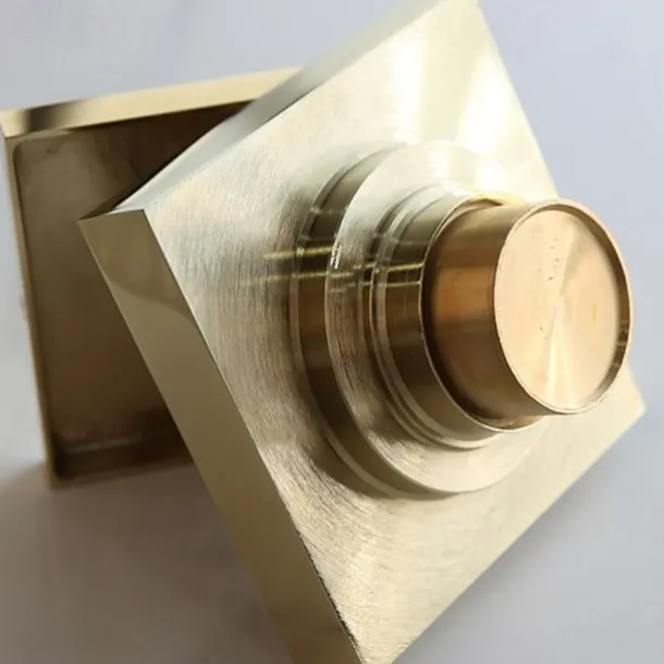 4 inch Shower Floor Drain Square, Removable Brass Flange Reversible 2-in-1 Cover Tile Insert Grate, Hair Catcher Strainer Black Chrome Golden