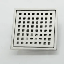 6 inch Square Shower Floor Drain Set, Removable Stainless Steel Cover Tile Insert Grate, Hair Catcher Strainer with Seal and Lifting Hook Bathroom