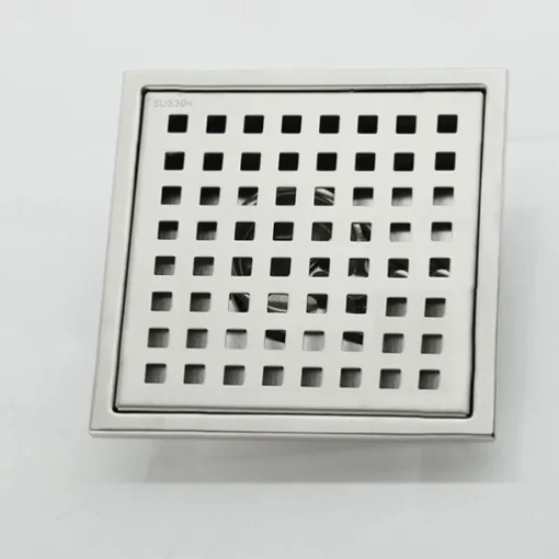 6 inch Square Shower Floor Drain Set, Removable Stainless Steel Cover Tile Insert Grate, Hair Catcher Strainer with Seal and Lifting Hook Bathroom