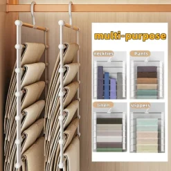 6 Layers Stainless Steel Trouser HangerMagic Foldable Pants Rack for Save Wardrobe SpaceLadder Hangers Storage Organizer
