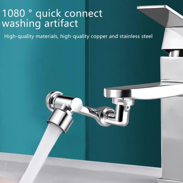2 Modes 1080 Degree Faucet Extender, Universal Mechanical Arm Faucet Aerator Splash Kitchen Tap Filter Nozzle Bubbler Bathroom Kitchen Washroom Faucet Aerator Attachment