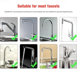 2 Modes Kitchen Sink Faucet Extension Sprayer, 360 Degree Turbo Rotatation Anti-Splash Extender Aerator with Hose