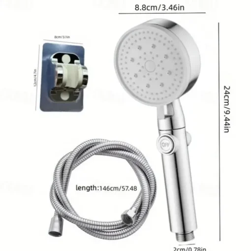 5 Modes Shower Head with Handheld, Drill-Free High Pressure High Flow Water Saving Shower Spray with ON/OFF Pause Switch, Shower Bathroom Accessories