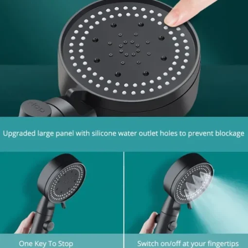 5 Modes Shower Head with Handheld, Anti-drop Nozzle High Pressure High Flow Water Saving Handheld Spray with ON/OFF Pause Switch, Shower Bathroom Accessories