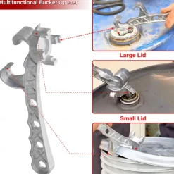 2025 New Multifunction Aluminum Bucket Opener, 5 Gallon Pail Opener, Metal Bucket Opener, Lid Remover Opener Tool, Fits 2" and 3/4" Bung Caps, Metal Can Opener Lid Remover Tool for Home Industrial Use