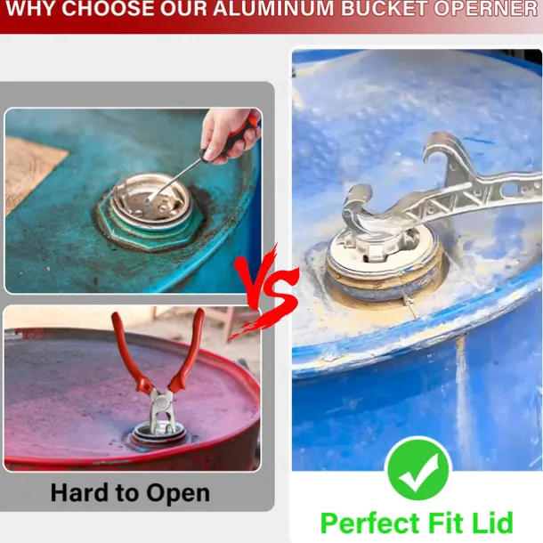 2025 New Multifunction Aluminum Bucket Opener, 5 Gallon Pail Opener, Metal Bucket Opener, Lid Remover Opener Tool, Fits 2" and 3/4" Bung Caps, Metal Can Opener Lid Remover Tool for Home Industrial Use