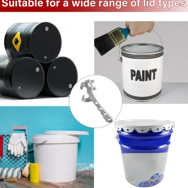 2025 New Multifunction Aluminum Bucket Opener, 5 Gallon Pail Opener, Metal Bucket Opener, Lid Remover Opener Tool, Fits 2" and 3/4" Bung Caps, Metal Can Opener Lid Remover Tool for Home Industrial Use