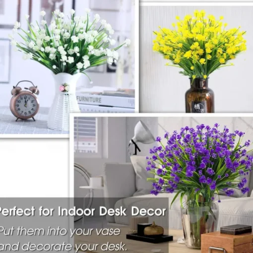 20 Pack Artificial Flower Outdoor Decorations - UV Resistant Plastic Bushes and Faux Flowers for Outdoor Decor