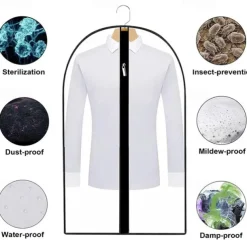 6 Pack Breathable Clothes Covers with Zip 60x80cm Hanging Garment Covers Bags Moth-Proof Storage Bag for Men Suit Dress Bag Covers Dust Cover for Wardrobe Storage and Travel Clear