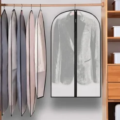 6 Pack Breathable Clothes Covers with Zip 60x80cm Hanging Garment Covers Bags Moth-Proof Storage Bag for Men Suit Dress Bag Covers Dust Cover for Wardrobe Storage and Travel Clear