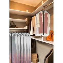 6 Pack Breathable Clothes Covers with Zip 60x80cm Hanging Garment Covers Bags Moth-Proof Storage Bag for Men Suit Dress Bag Covers Dust Cover for Wardrobe Storage and Travel Clear