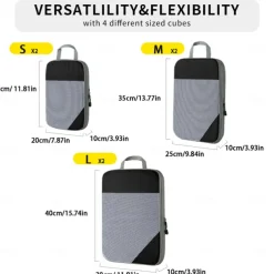 6 Pack Compression Packing Cubes for Suitcases, 6 Set Packing Cubes Travel Organizer, Compressible Travel Packing Organizers Travel Essentials