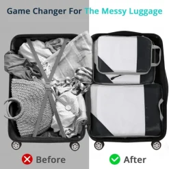 6 Pack Compression Packing Cubes for Suitcases, 6 Set Packing Cubes Travel Organizer, Compressible Travel Packing Organizers Travel Essentials