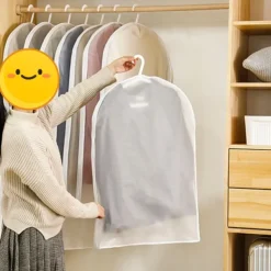 2 Pack Garment Covers Waterproof Dustproof Clothes Big Dust Cover For Garment Suit Dress Coat Cloths Protector Hanging Organizer Wardrobe Storage Bags