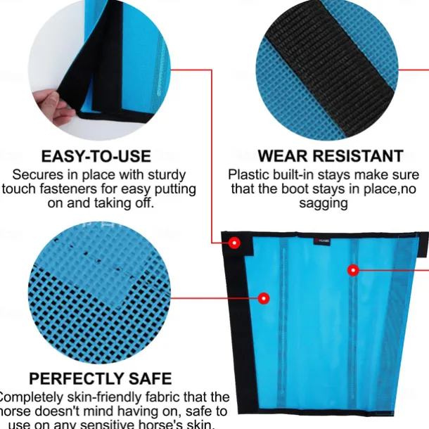 4 Pack Horse Fly Boots - Breathable Plastic Mesh Design - Reduces Kicking, Hoof Damage and Leg Fatigue