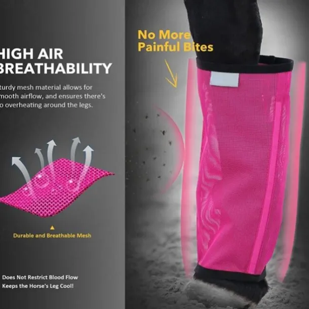 4 Pack Horse Fly Boots - Breathable Plastic Mesh Design - Reduces Kicking, Hoof Damage and Leg Fatigue