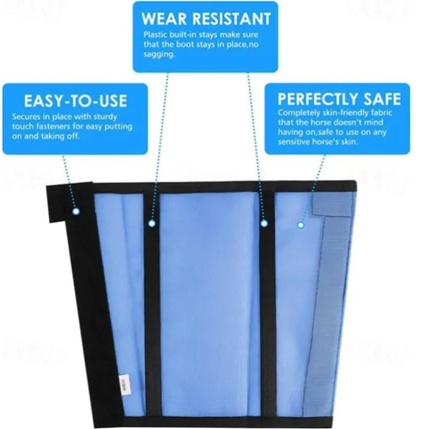 4 Pack Horse Fly Boots - Breathable Plastic Mesh Design - Reduces Kicking, Hoof Damage and Leg Fatigue