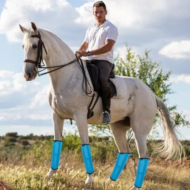 4 Pack Horse Fly Boots - Breathable Plastic Mesh Design - Reduces Kicking, Hoof Damage and Leg Fatigue