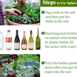 4 Pack Plant Watering Devices Terracotta Vacation Plant Waterer Wine Bottle Watering Stakes Slow Release Plant Watering Spikes Perfect Self Watering Devices for Indoor Outdoor Plants