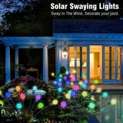 5 Pack Solar Firefly Lights Outdoor Waterproof Garden Light Remote Control Solar/USB Powered 8 Modes Lighting Solar Swaying Lights Courtyard Patio Pathway Decoration Solar Landscape Light
