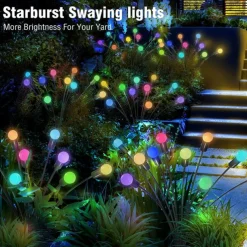 5 Pack Solar Firefly Lights Outdoor Waterproof Garden Light Remote Control Solar/USB Powered 8 Modes Lighting Solar Swaying Lights Courtyard Patio Pathway Decoration Solar Landscape Light