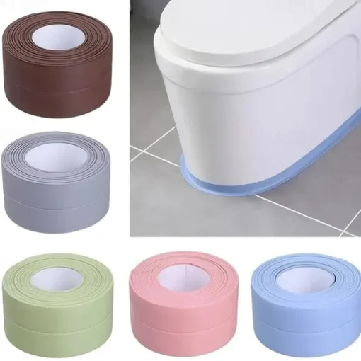 2 Pack Tape Caulk Strip PVC Self Adhesive Caulking Sealing Tape for Kitchen Sink Toilet Bathroom Shower and Bathtub 2.2cm*3.2m/0.87*126 in