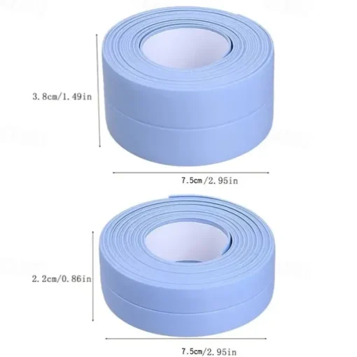 2 Pack Tape Caulk Strip PVC Self Adhesive Caulking Sealing Tape for Kitchen Sink Toilet Bathroom Shower and Bathtub 2.2cm*3.2m/0.87*126 in