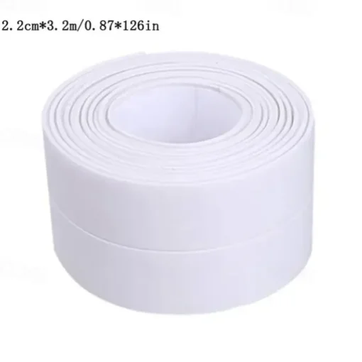 2 Pack Tape Caulk Strip PVC Self Adhesive Caulking Sealing Tape for Kitchen Sink Toilet Bathroom Shower and Bathtub 2.2cm*3.2m/0.87*126 in