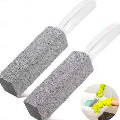 2 Pack Toilet Cleaner Hard Water Build up Remover with Ergonomic Handle, Toilet Bowl Stain Ring Remover, Pumice Stone Toilet Cleaner Tool Stain Hard Water Ring Remover for Toilet, Pool, Bathroom, Sink