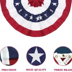 2 Pack USA Patriotic Pleated Fan Flags 3x6 Feet 4th of July Independence Day Large American Flags Bunting Patriotic Stars Stripes Pleated Fan USA Flag Banners Red White Blue Decorations