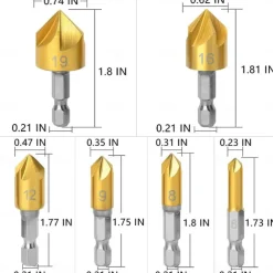 26 Pack Woodworking Chamfer Drilling Tools, Including Countersink Drill Bits, Wood Plug Cutter, Step Drill Bit, Center Punch, L-Wrench