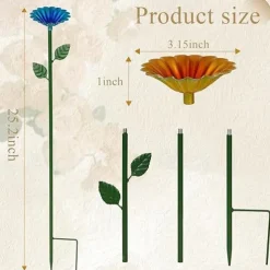 4 Packs Outdoor Bird Feeder Rustic Iron Garden Decor, Bee & Butterfly Birdbath Feeders, Cast Iron Wild Bird Feeding Bowls, Yard Stakes for Garden Decoration