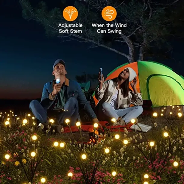 2/4 Packs Solar Firefly Lights Outdoor Waterproof Two Modes of Persistent Light and Flashing 6/8/10 Heads Warm White White Multi Color