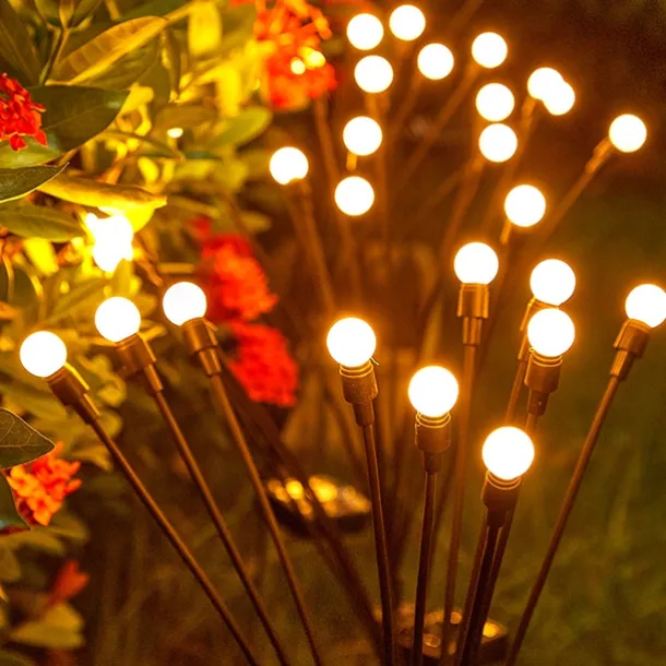 2/4 Packs Solar Firefly Lights Outdoor Waterproof Two Modes of Persistent Light and Flashing 6/8/10 Heads Warm White White Multi Color